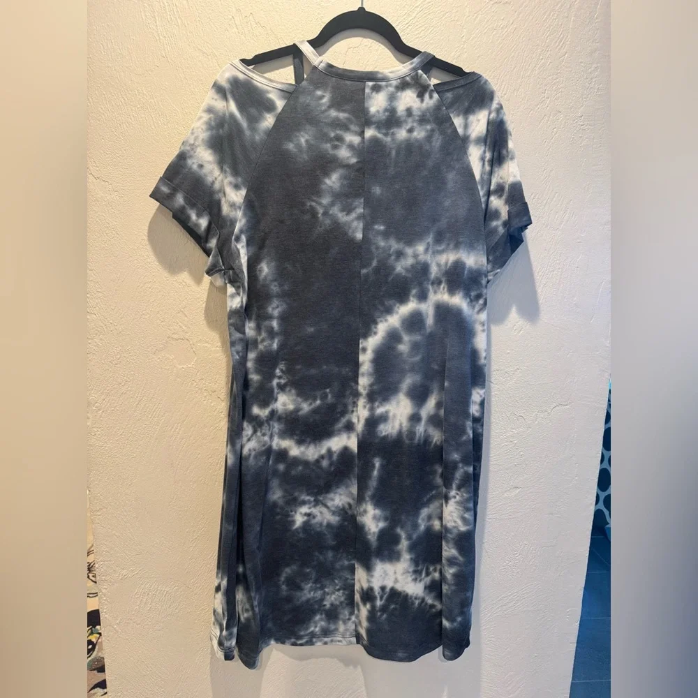 Torrid Lovesick Washed Mermaid Navy Tie-Dye Tee Dress - Picture 3 of 4